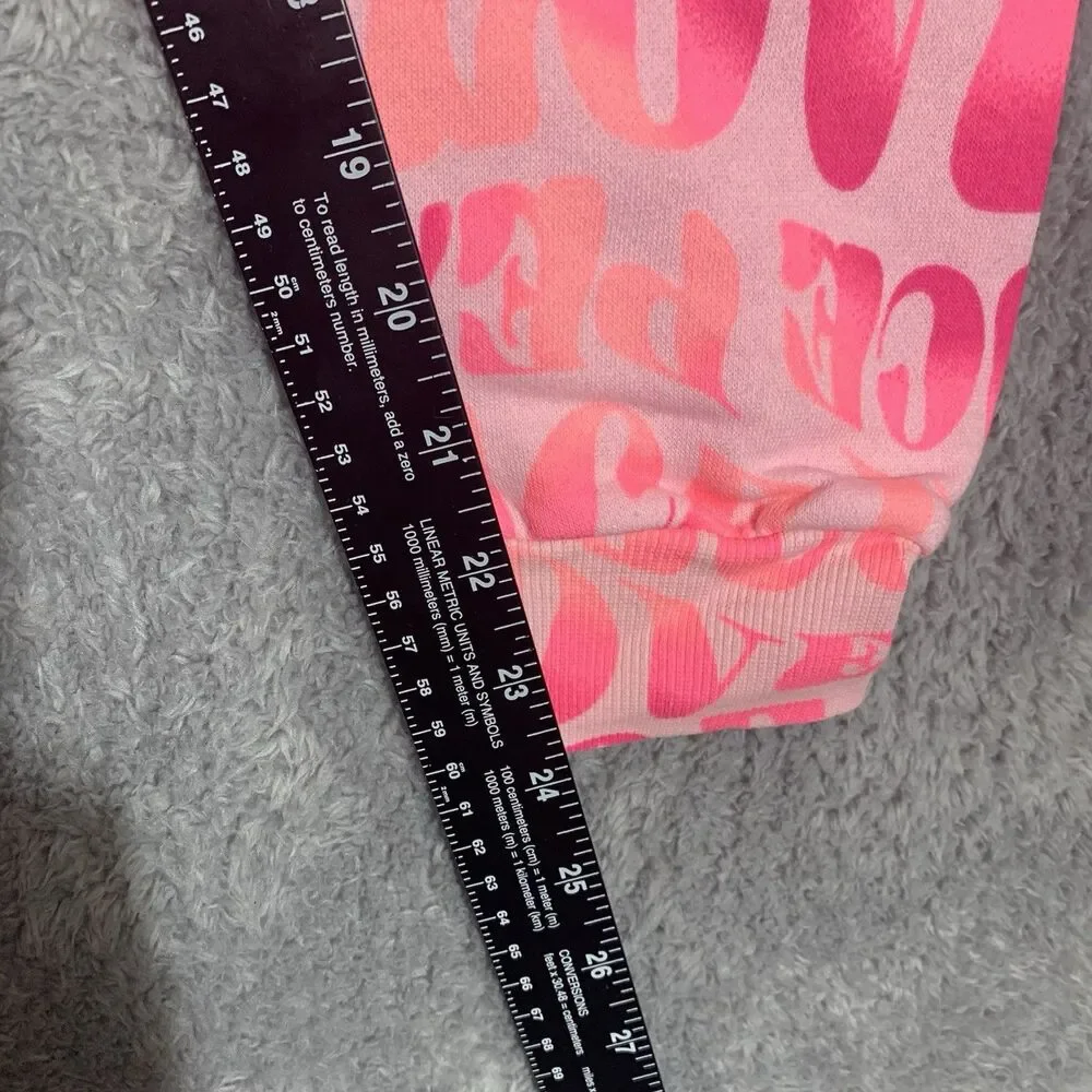 Justice Joggers Girls Size M 10 Pink Peace Love Justice Graphic Fleece NWT